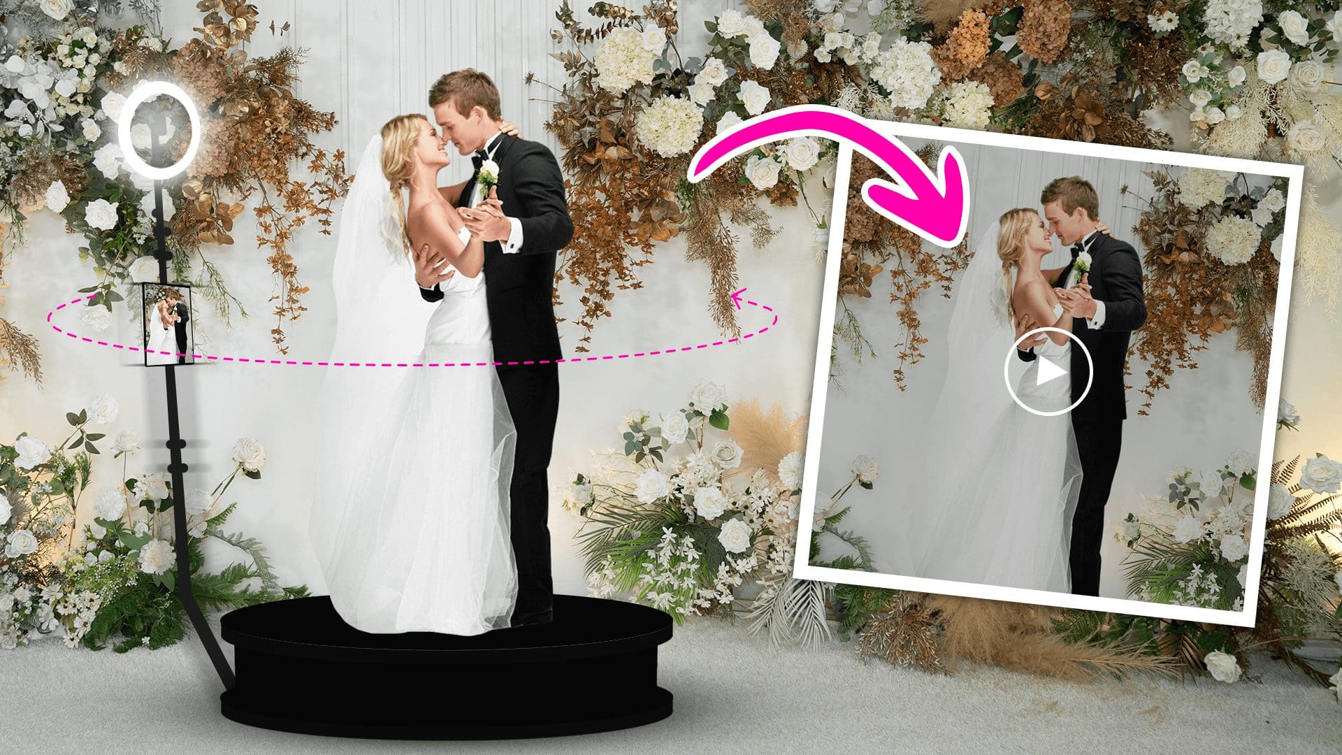 360 photo booth setup at a wedding